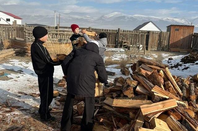 Дети в Кош-Агаче помогли старенькой бабушке с домашними делами